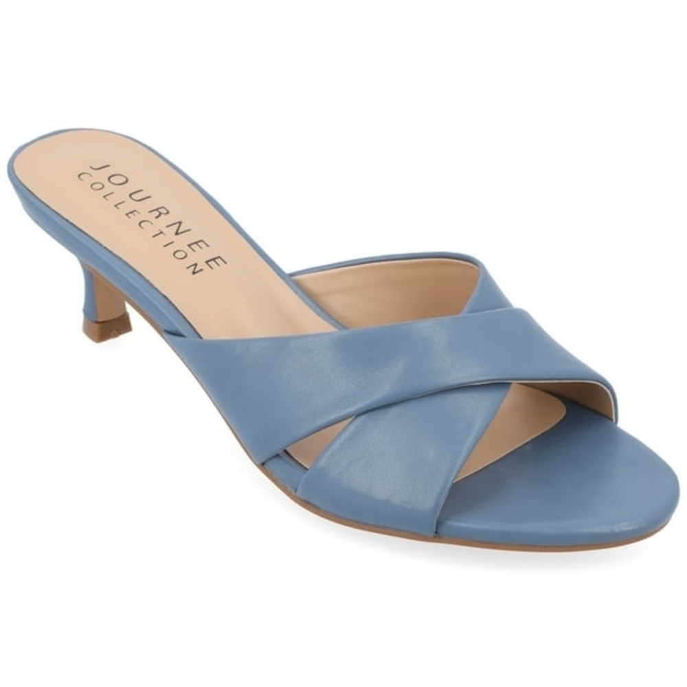 Journee Collection Women's Blue Heeled Slides Sz9 New Without Tag Or Box